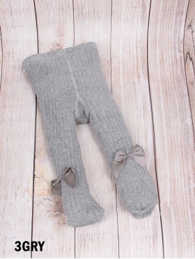 Girls' Cotton Knitted Tights W/ Bowknot